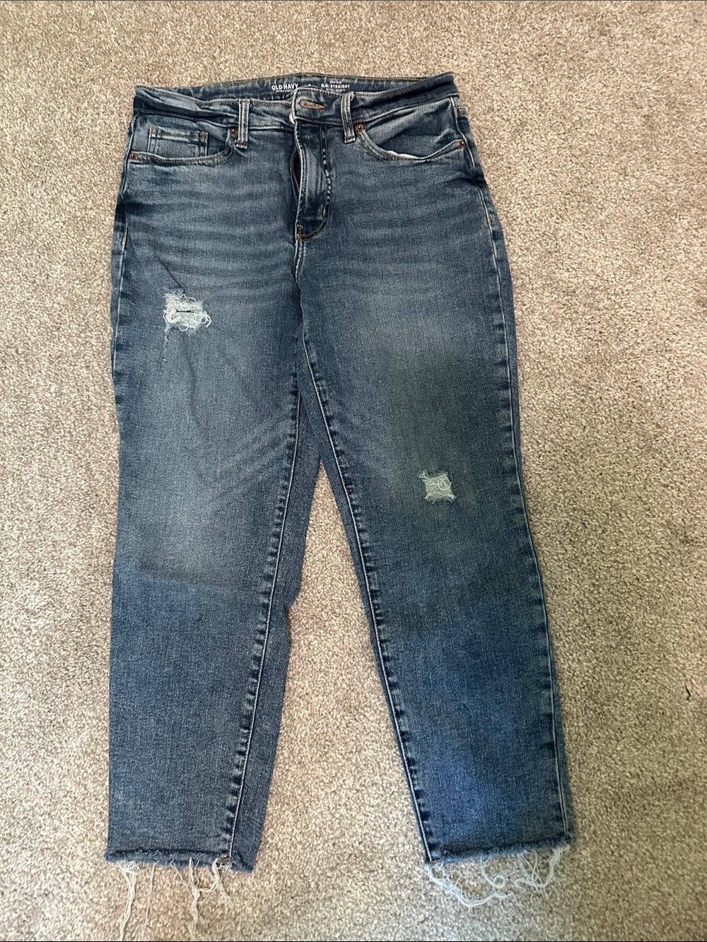 Old Navy Distressed Cropped Jeans - Dark Blue 8 short!
